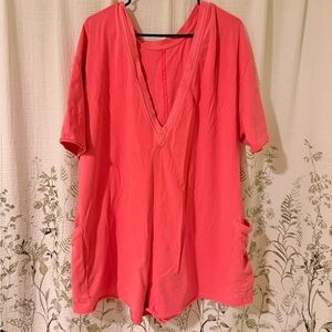 Free people Coral hot shot tee romper